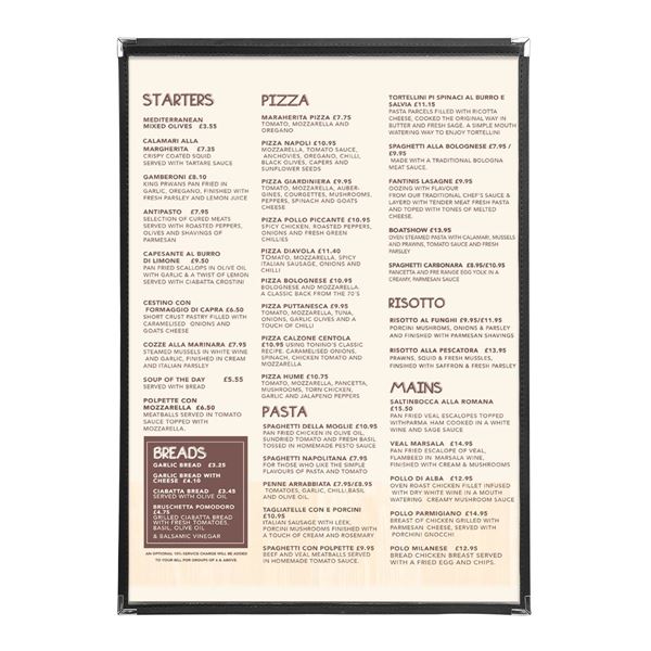 DOUBLE SIDED A3 TRANSPERANT MENU COVER